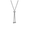 Silver-tone adjustable snake chain lariat necklace with round beads