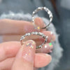 Twisted Open Band Ring, Alloy with Clear Accents, Silver-Tone, Adjustable
