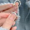 Twisted Open Band Ring, Alloy with Clear Accents, Silver-Tone, Adjustable