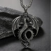 Dragon Pendant, Vintage-Inspired Stainless Steel Design, Pendant Only or with 60 cm Chain - With 3x60cm necklace