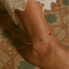 Beaded Copper Anklet for Women, Fine Chain with Small Sparkling Zircon Accents - Product view 1