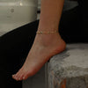 Beaded Copper Anklet for Women, Fine Chain with Small Sparkling Zircon Accents - Product view 3