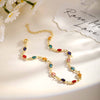 Beaded Copper Anklet for Women, Fine Chain with Small Sparkling Zircon Accents - Product view 4