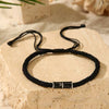 Woven Rope Bracelets, Black and White Bands with Zinc Alloy Bamboo Knot Accents - Zj16501