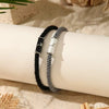 Woven Rope Bracelets, Black and White Bands with Zinc Alloy Bamboo Knot Accents - Product view 3