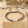 Woven Rope Bracelets, Black and White Bands with Zinc Alloy Bamboo Knot Accents - Zj16502