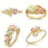 Leaf and Rose Rings, Alloy, Gold-Tone with Pink and Green Details, Individual Styles or 4-Piece Set