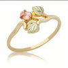 Leaf and Rose Rings, Alloy, Gold-Tone with Pink and Green Details, Individual Styles or 4-Piece Set