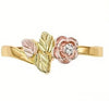 Leaf and Rose Rings, Alloy, Gold-Tone with Pink and Green Details, Individual Styles or 4-Piece Set