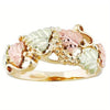 Leaf and Rose Rings, Alloy, Gold-Tone with Pink and Green Details, Individual Styles or 4-Piece Set