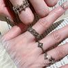 Antique Gold-Tone Open Rings for Women, Fleur-de-Lis and Cross Designs, Individual Rings or 5-Piece and 8-Piece Sets