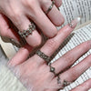 Antique Gold-Tone Open Rings for Women, Fleur-de-Lis and Cross Designs, Individual Rings or 5-Piece and 8-Piece Sets