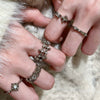 Antique Gold-Tone Open Rings for Women, Fleur-de-Lis and Cross Designs, Individual Rings or 5-Piece and 8-Piece Sets