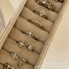Antique Gold-Tone Open Rings for Women, Fleur-de-Lis and Cross Designs, Individual Rings or 5-Piece and 8-Piece Sets