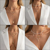 Layered Pendant Necklace Sets for Women, Geometric Metal Chains with Mixed Charm Designs, Gold or Silver Tone - Product view 1