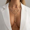 Layered Pendant Necklace Sets for Women, Geometric Metal Chains with Mixed Charm Designs, Gold or Silver Tone - Product view 4