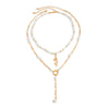 Layered Pendant Necklace Sets for Women, Geometric Metal Chains with Mixed Charm Designs, Gold or Silver Tone - Product view 5