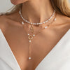 Layered Pendant Necklace Sets for Women, Geometric Metal Chains with Mixed Charm Designs, Gold or Silver Tone - Gold-07125