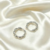 Rice-Grain Hoop Earrings, Silver-Tone Copper Design with Seven Bead Details, 16 mm Diameter - Product view 1