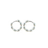 Rice-Grain Hoop Earrings, Silver-Tone Copper Design with Seven Bead Details, 16 mm Diameter - Product view 5