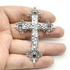 Flower Vine Cross Pendant, Vintage-Inspired Alloy Design in Antique Silver, Gunmetal or Silver Tone - Ancient silver
