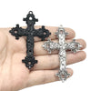 Flower Vine Cross Pendant, Vintage-Inspired Alloy Design in Antique Silver, Gunmetal or Silver Tone - Product view 5