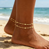Double-Layer Anklet for Women, Fine Metal Chains with Small Bead Details, Gold or Silver Tone - Product view 1