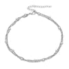 Double-Layer Anklet for Women, Fine Metal Chains with Small Bead Details, Gold or Silver Tone - White k color