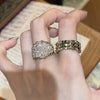 Antique Gold-Tone Open Ring for Women, Assorted Beaded, Crossover, Butterfly and Faceted Accent Designs