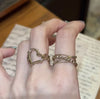 Antique Gold-Tone Open Ring for Women, Assorted Beaded, Crossover, Butterfly and Faceted Accent Designs