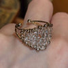 Antique Gold-Tone Open Ring for Women, Assorted Beaded, Crossover, Butterfly and Faceted Accent Designs
