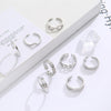 Toe Ring Set for Women, 8-Piece Silver-Tone Open Bands with Floral, Wave and Geometric Designs