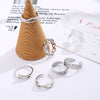 Toe Ring Set for Women, 8-Piece Silver-Tone Open Bands with Floral, Wave and Geometric Designs