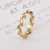 Leaf Band Ring, Stainless Steel, Gold- or Silver-Tone, Source Sizes 6-8