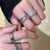 Diamond-Pattern Band Ring, Copper, Silver-Tone, Narrow or Wide with Optional Clear Accents
