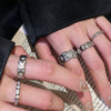 Diamond-Pattern Band Ring, Copper, Silver-Tone, Narrow or Wide with Optional Clear Accents