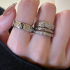 Diamond-Pattern Band Ring, Copper, Silver-Tone, Narrow or Wide with Optional Clear Accents