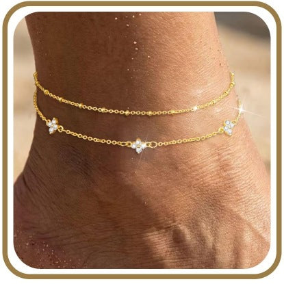 Copper Charm Anklets for Women, Gold-Tone Heart, Star, Bow, Clover and Evil Eye Design Options - Product view 1