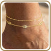 Copper Charm Anklets for Women, Gold-Tone Heart, Star, Bow, Clover and Evil Eye Design Options - Golden lips