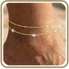 Copper Charm Anklets for Women, Gold-Tone Heart, Star, Bow, Clover and Evil Eye Design Options - Golden four-leaf clover
