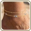 Copper Charm Anklets for Women, Gold-Tone Heart, Star, Bow, Clover and Evil Eye Design Options - Golden Evil Eye
