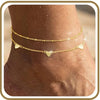 Copper Charm Anklets for Women, Gold-Tone Heart, Star, Bow, Clover and Evil Eye Design Options - Golden Heart