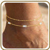 Copper Charm Anklets for Women, Gold-Tone Heart, Star, Bow, Clover and Evil Eye Design Options - Golden square