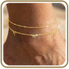 Copper Charm Anklets for Women, Gold-Tone Heart, Star, Bow, Clover and Evil Eye Design Options - Golden bow