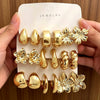 Earring Sets for Women, Gold-Tone Resin Designs with Flowers, Hoops and Geometric Shapes - 1