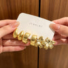 Earring Sets for Women, Gold-Tone Resin Designs with Flowers, Hoops and Geometric Shapes - 2