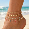 Layered Charm Anklet for Women, Gold-Tone Chains with Colorful Sparkling Drop Accents - Product view 2