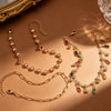 Layered Charm Anklet for Women, Gold-Tone Chains with Colorful Sparkling Drop Accents - Product view 3