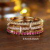 Triple-Band Ring, Copper with Pink and Yellow Cubic Zirconia, Gold-Tone, Sizes No. 6-10