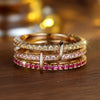 Triple-Band Ring, Copper with Pink and Yellow Cubic Zirconia, Gold-Tone, Sizes No. 6-10